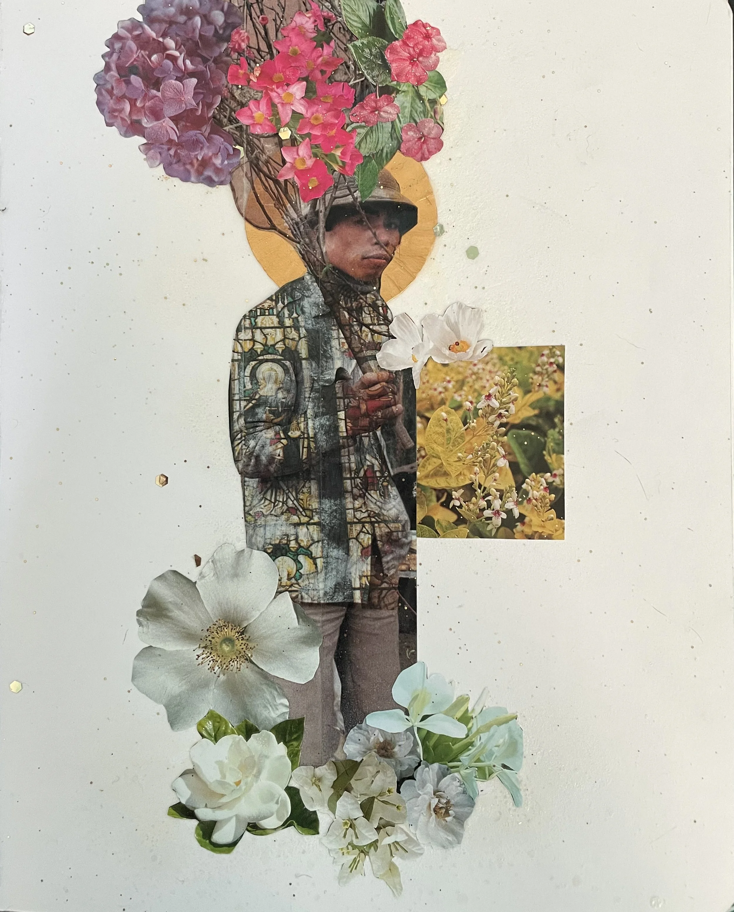 "a good gardener is hard to find" mixed media collage 2022