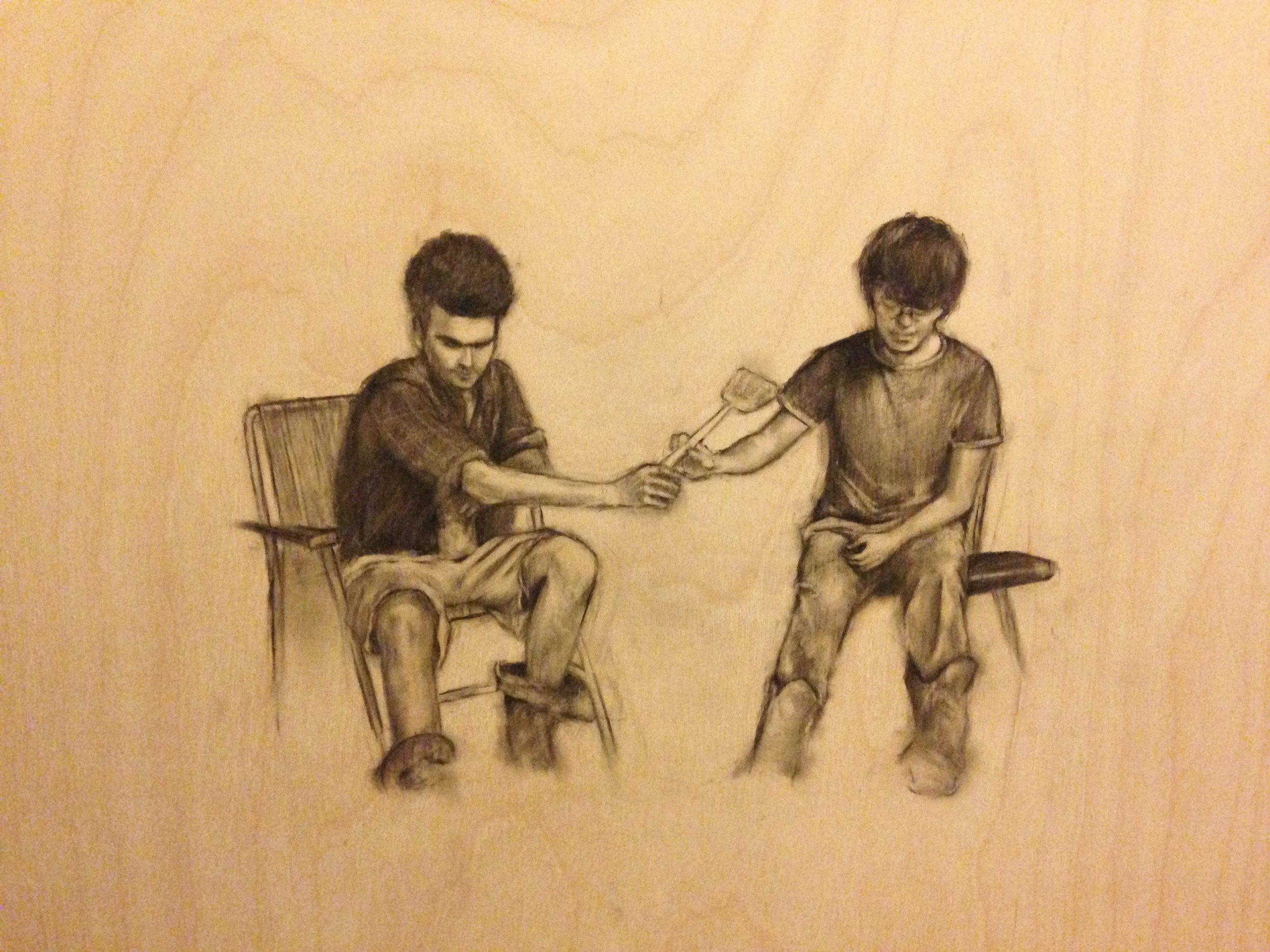 commission piece, charcoal on wood 2015