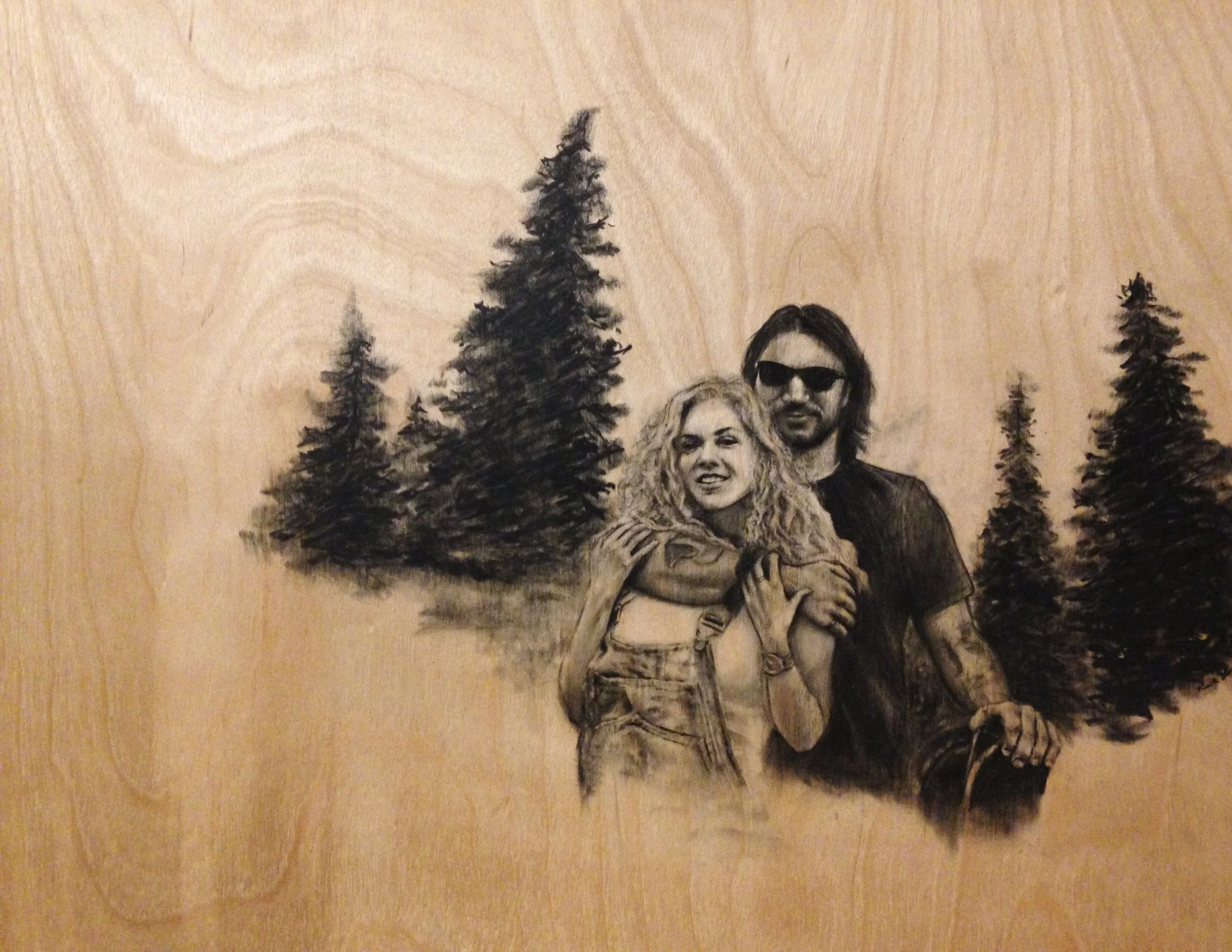 commission piece, charcoal on wood 2015