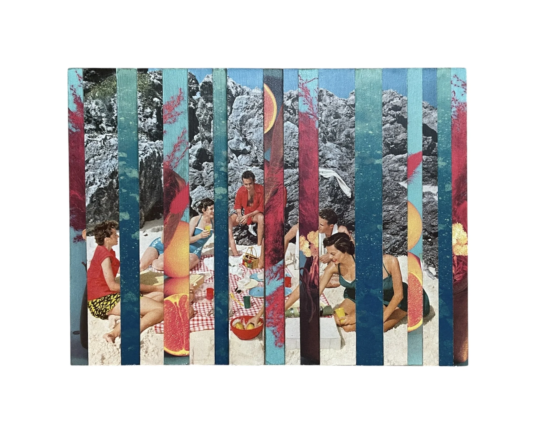 "solar energy" collage on mdf board 6 x 8" 2026