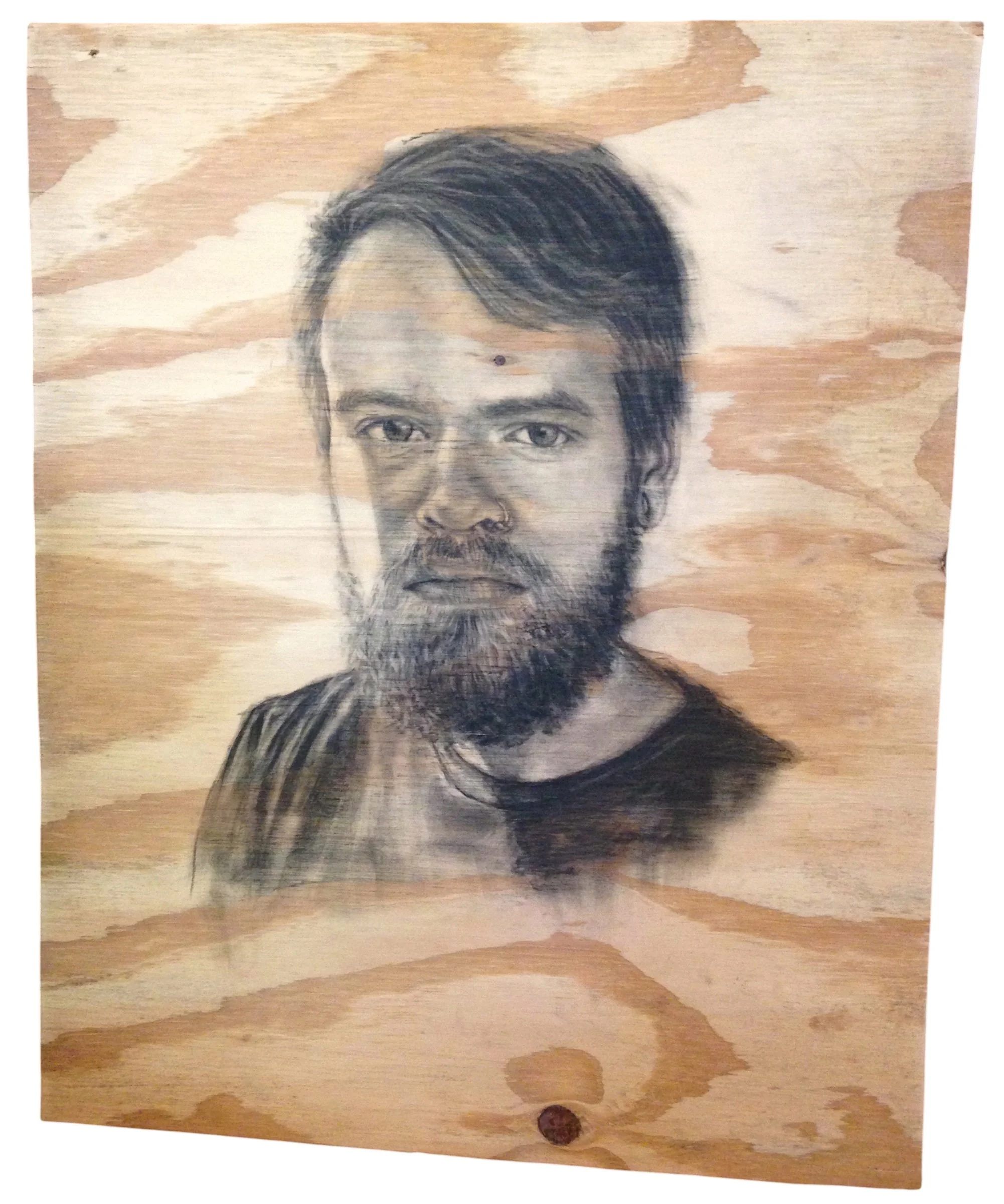 "Tyler" charcoal on wood 2014