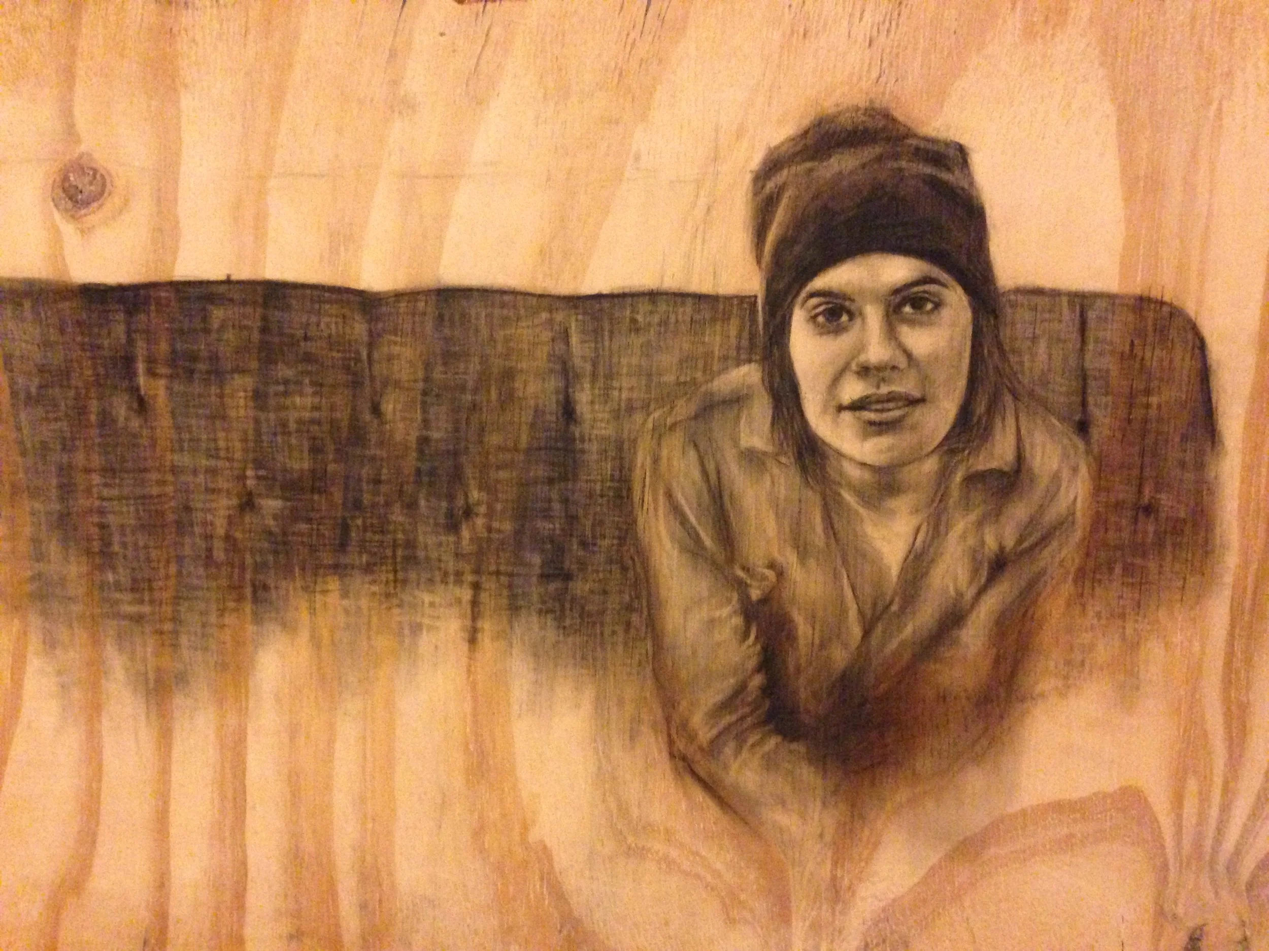 "Abigail" charcoal on wood 2014