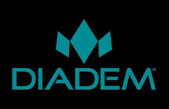 Diadem logo with a stylized crown symbol and the word 'DIADEM' in teal text on a black background.