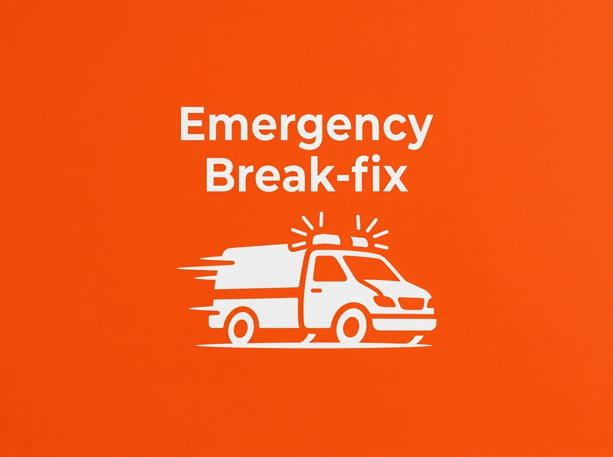 Emergency break-fix service icon with dispatch van graphic