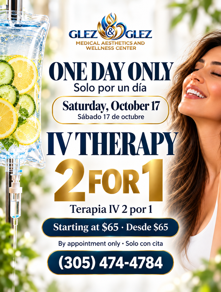 One Day Only: IV Therapy 2 for 1 on Saturday, October 17, starting at $65 - Terapia IV 2x1, solo por un día
