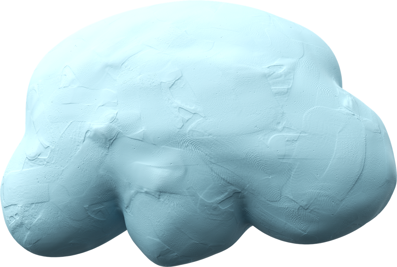 A close-up of a light blue, textured, abstract sculpture with smooth, rounded shapes and subtle surface details.