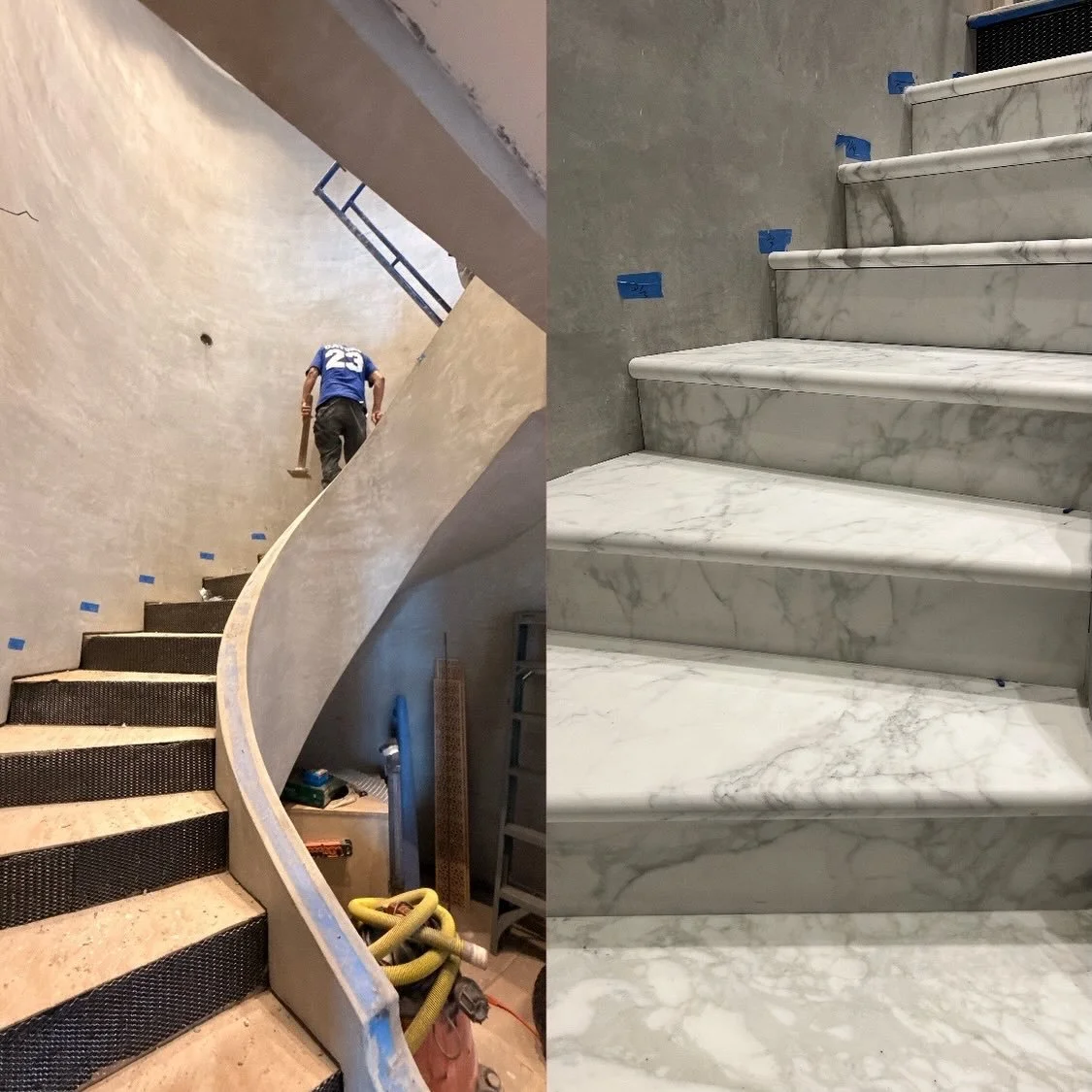 Who doesn&rsquo;t love a dramatic marble staircase?  We sure do.  Custom from start to finish!