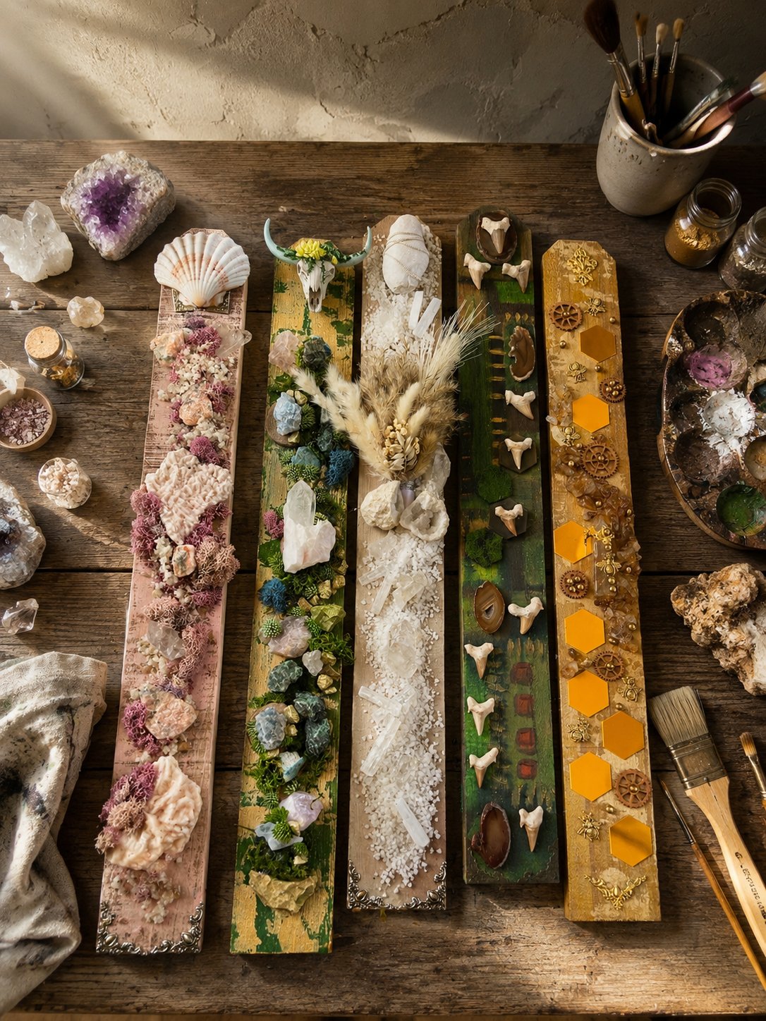 wall decoration minerals and wood delphine callegher art .PNG