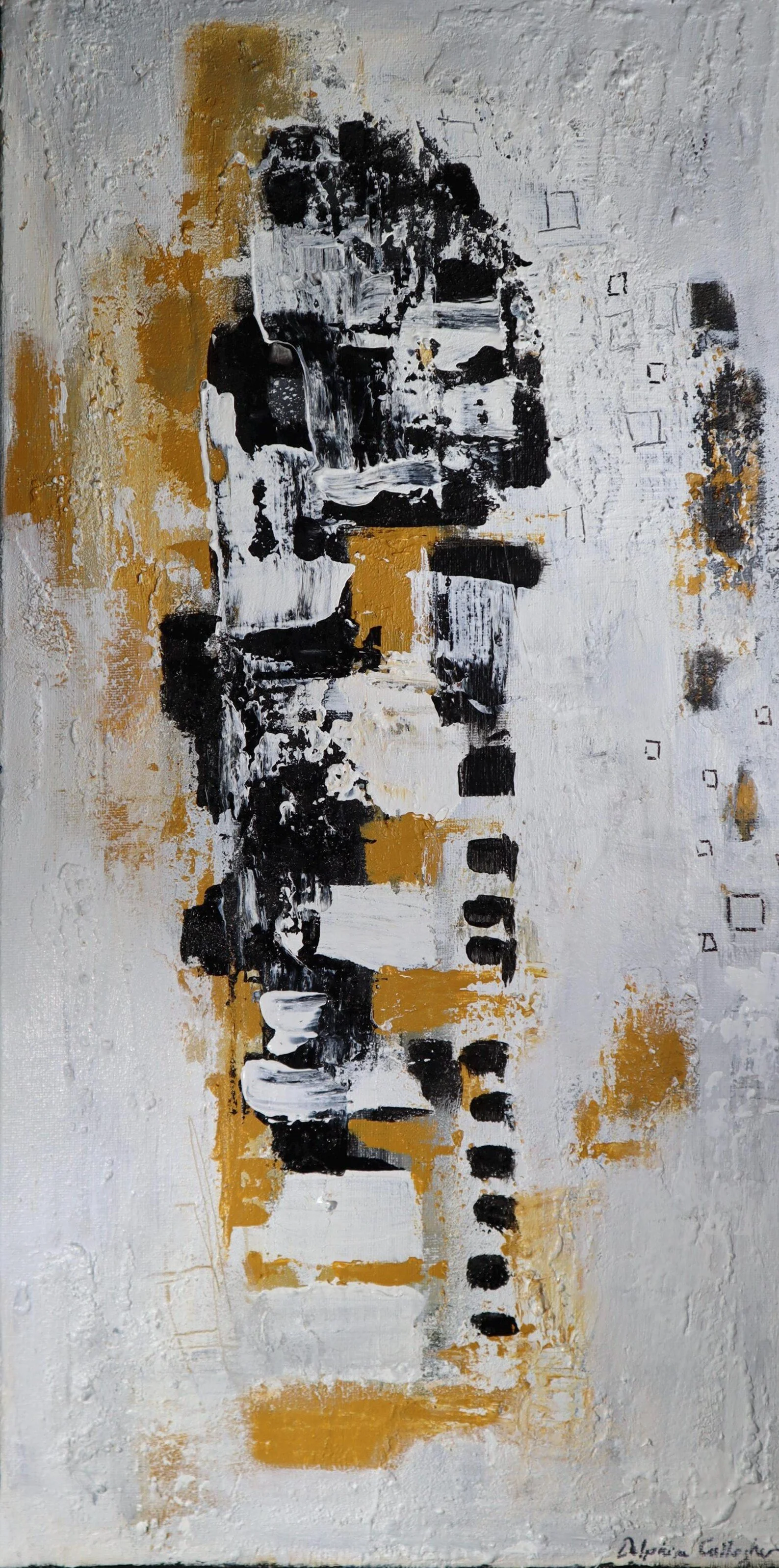 Delphine Callegher Art painting Gold , white , black , Abstract