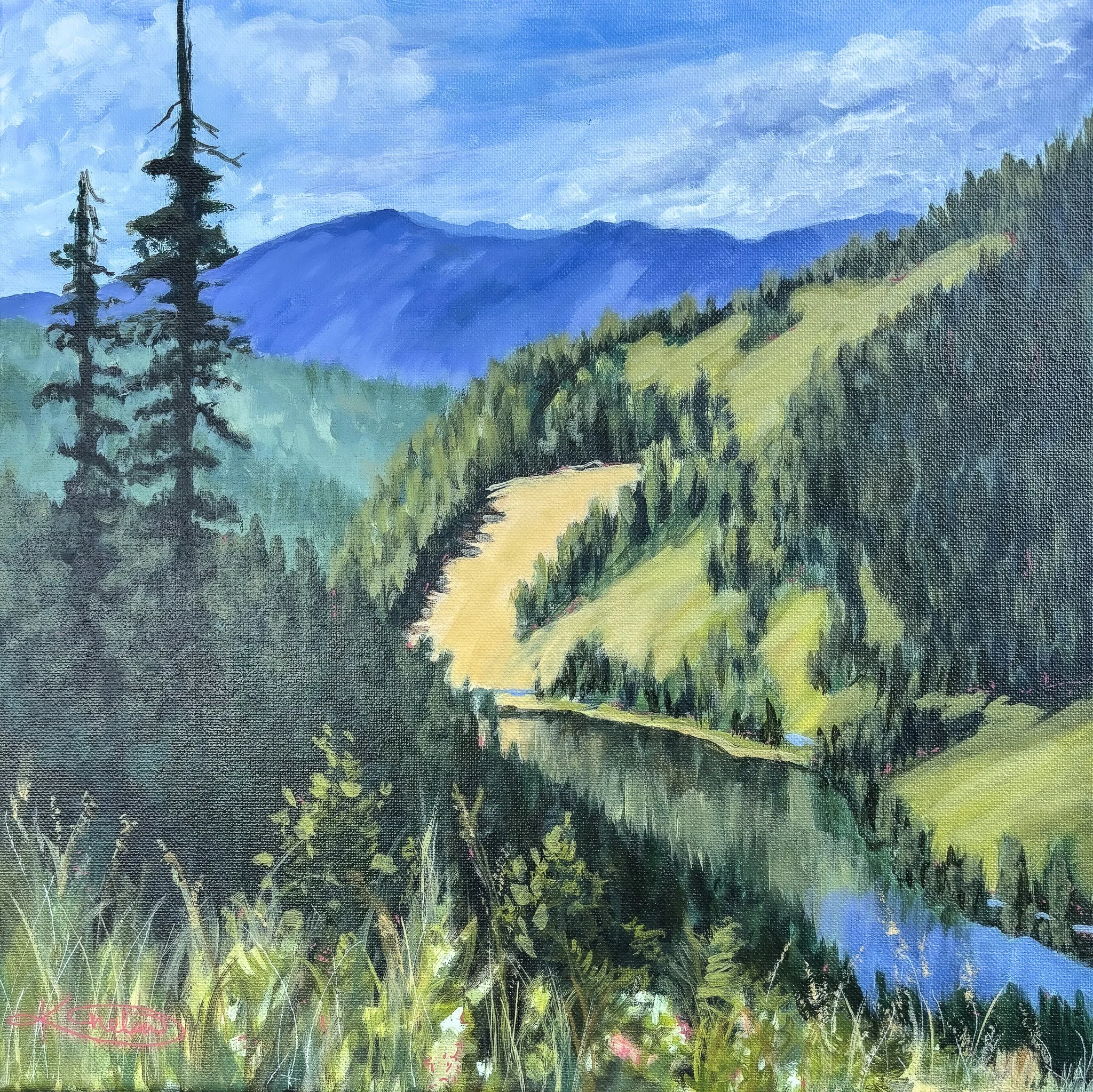 Swiftwater RD, Idaho - Acrylic on canvas, 14" x 14"