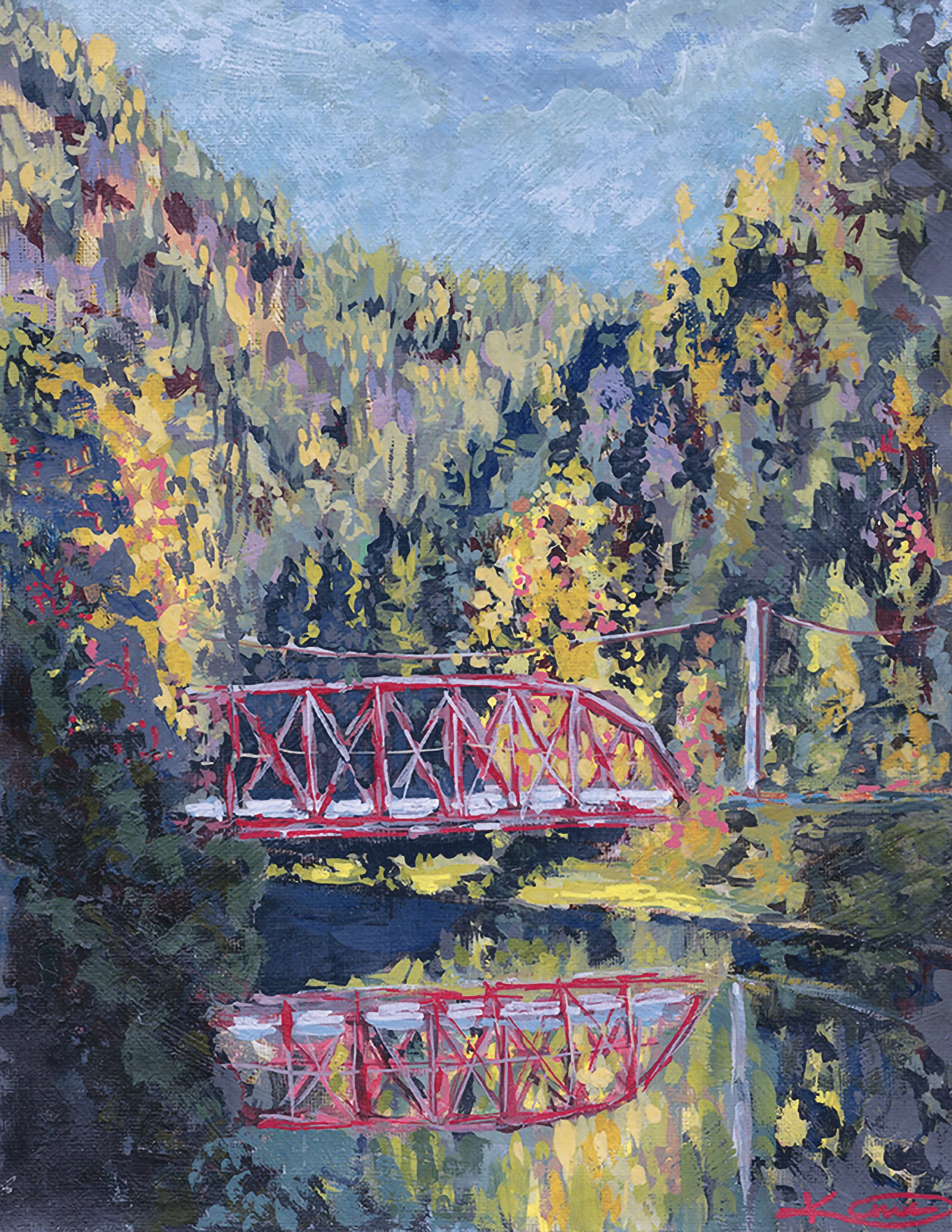 St. Joe River, Idaho - Gouache on canvas paper, 9" x 12"