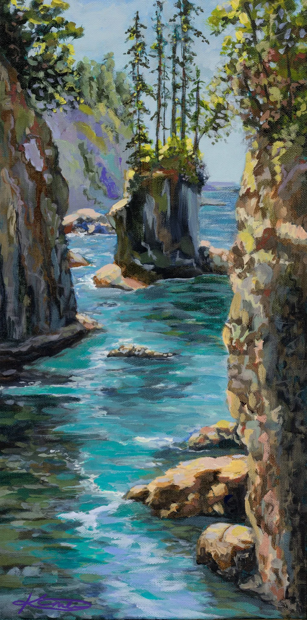 PNW Cove - Acrylic on canvas, 10" x 20"