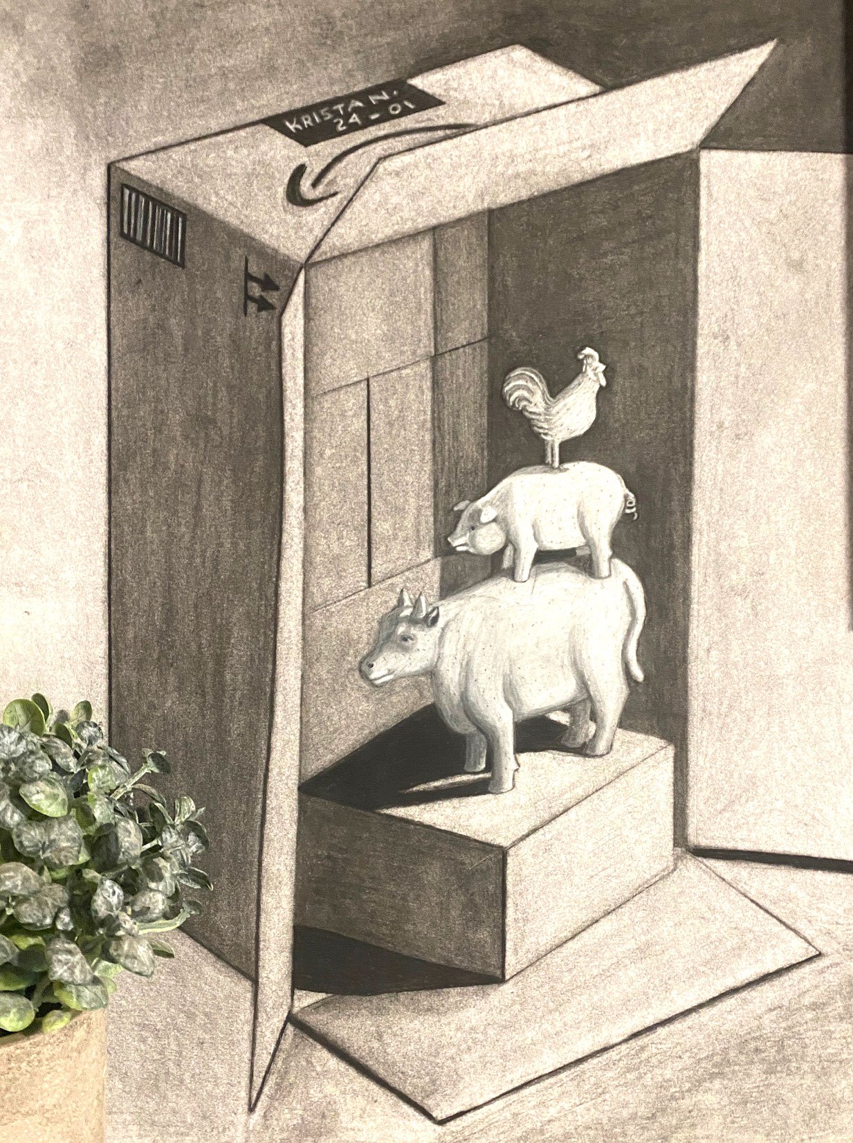 Farm Animals - Charcoal - Still Life