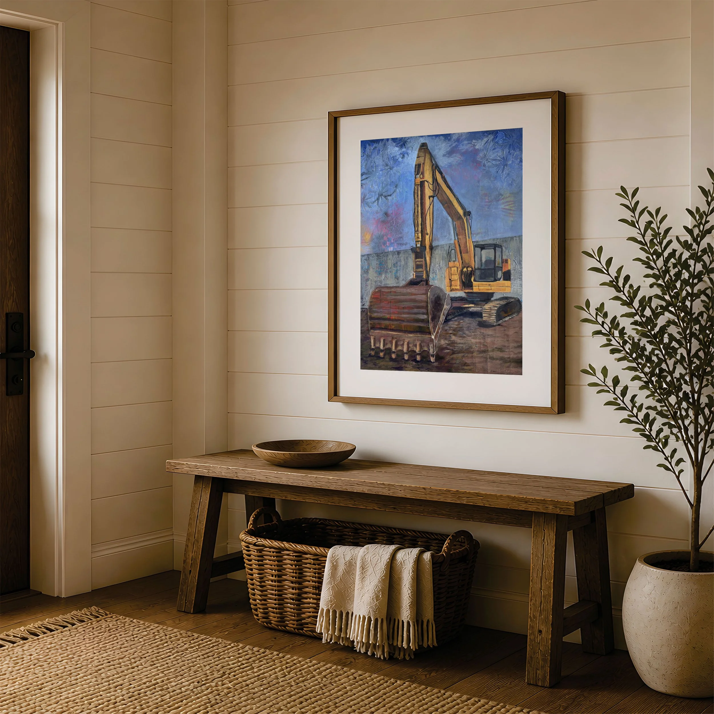 Excavator: 22"X30" Original Acrylic Painting