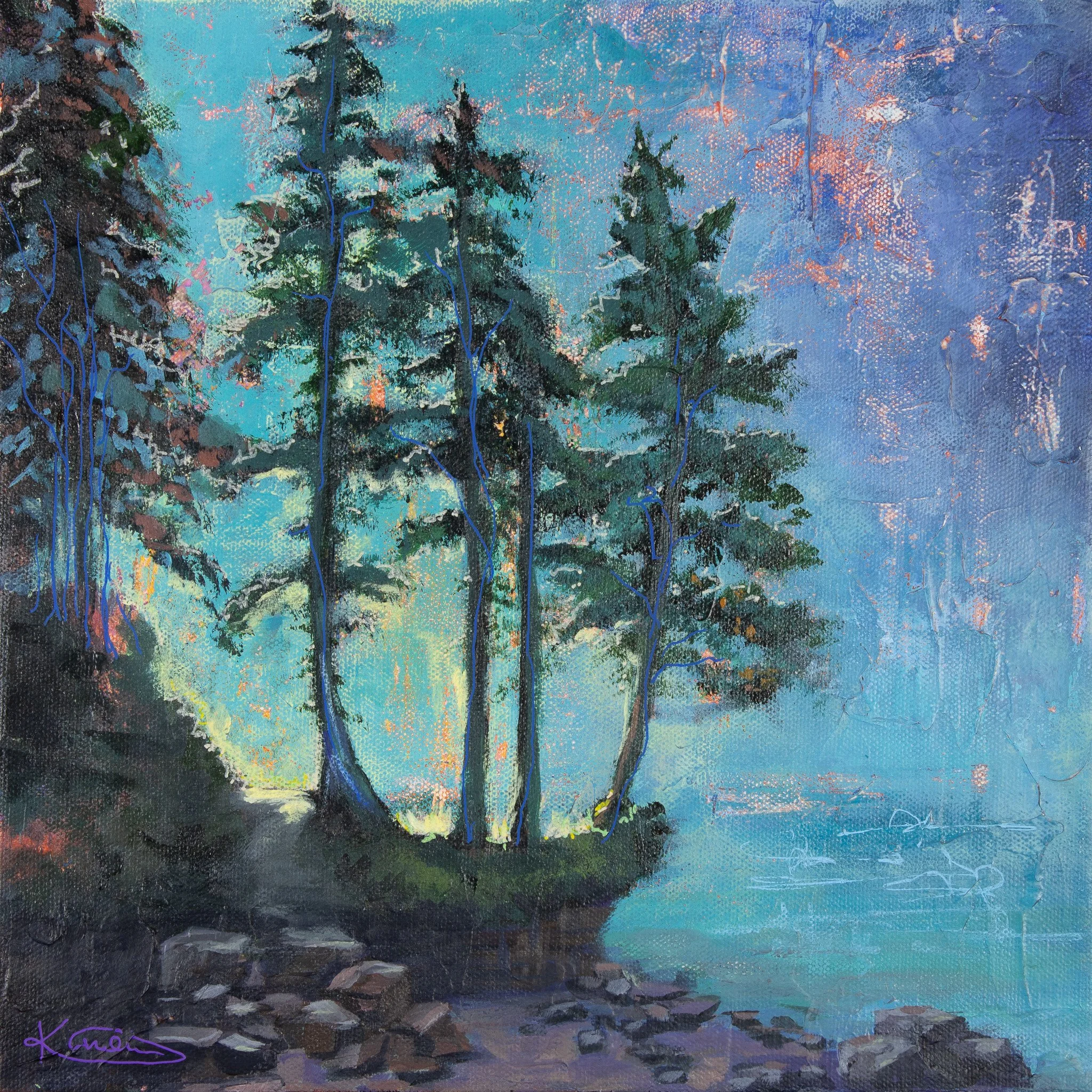 Pulse of the Pines - Acrylic on canvas, 12" x 12"