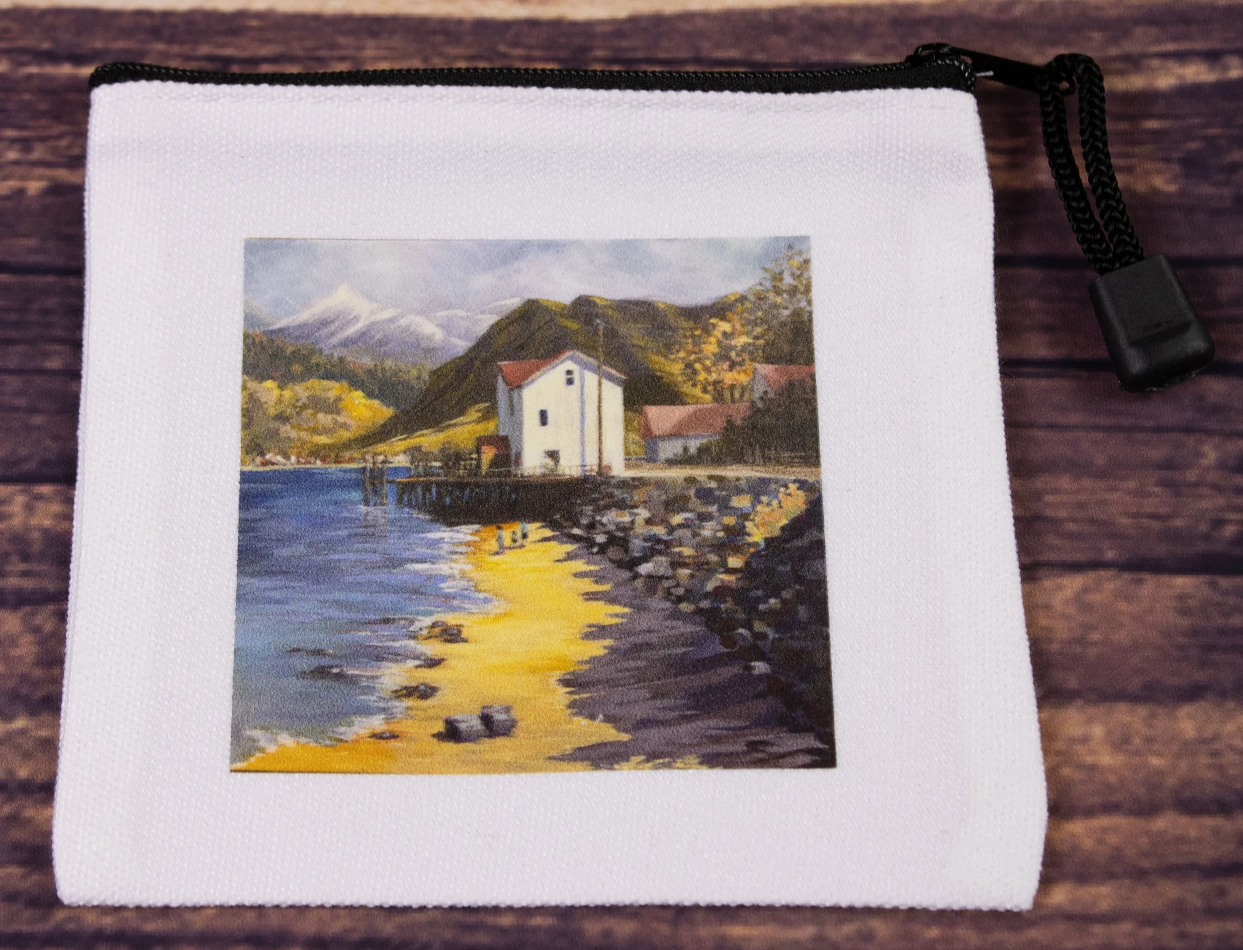 White Canvas Pouch - Small - Zipper Closure