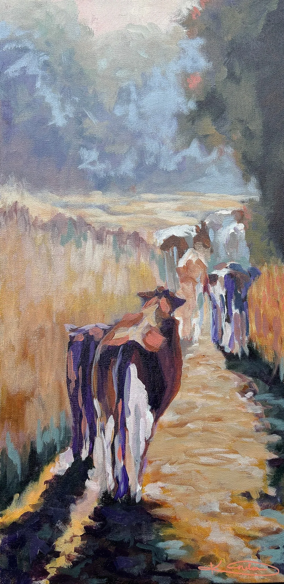 Country Cattle - Acrylic on canvas, 12" x 24"