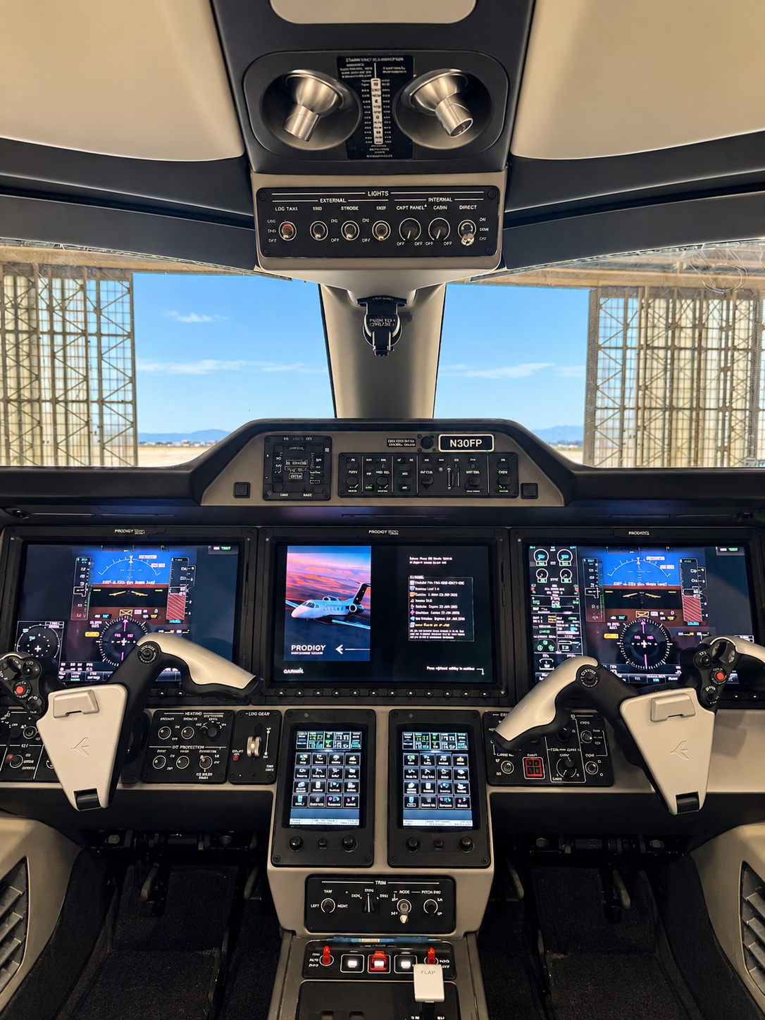 Private Business Jet Interior Detail Cockpit