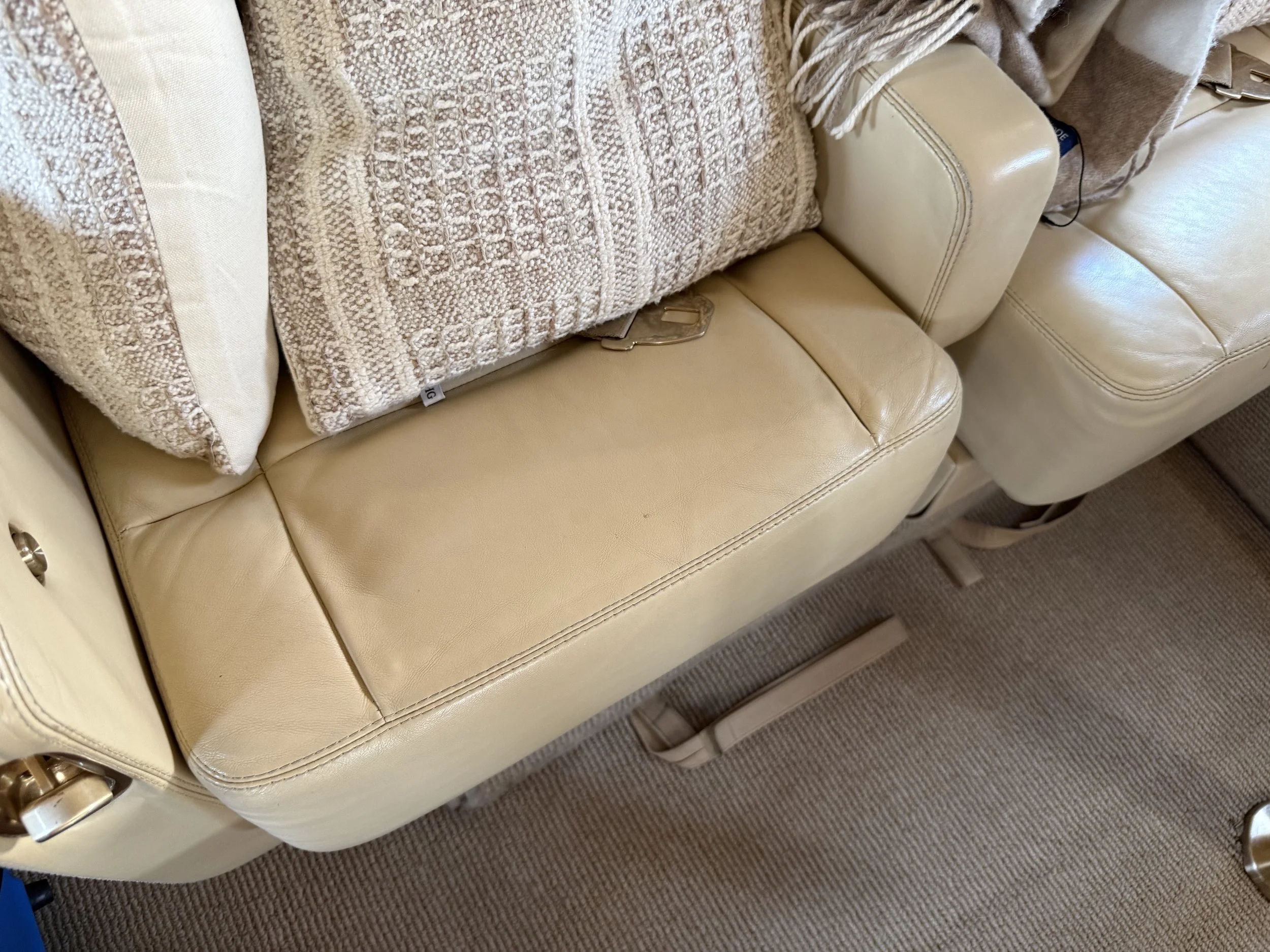 challenger 604 leather seat interior grim and dirt Carlsbad airport