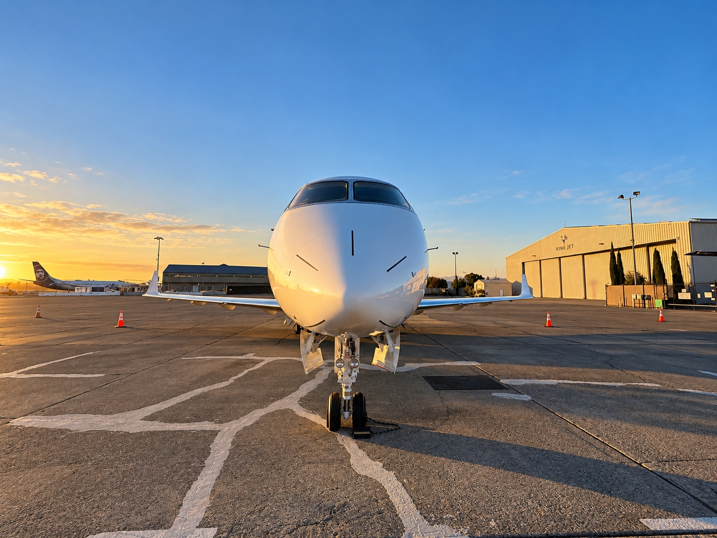 Business Jet Sunset Exterior Detail