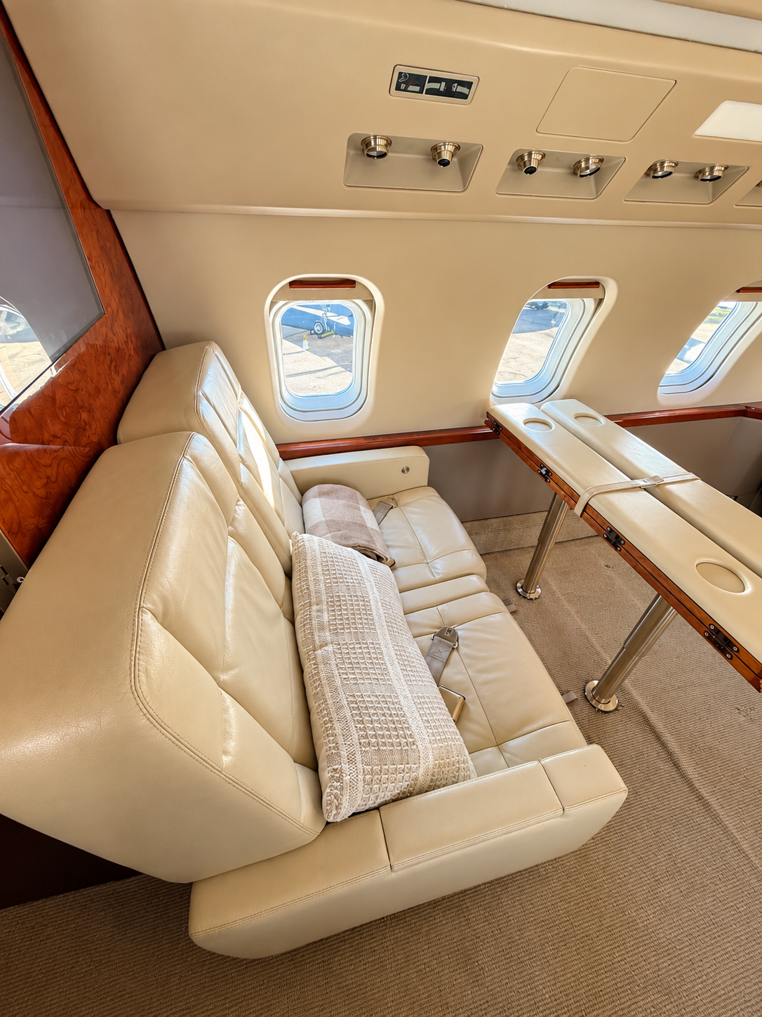 private jet interior leather seats deep clean and leather treatment interior detailing across San diego CA