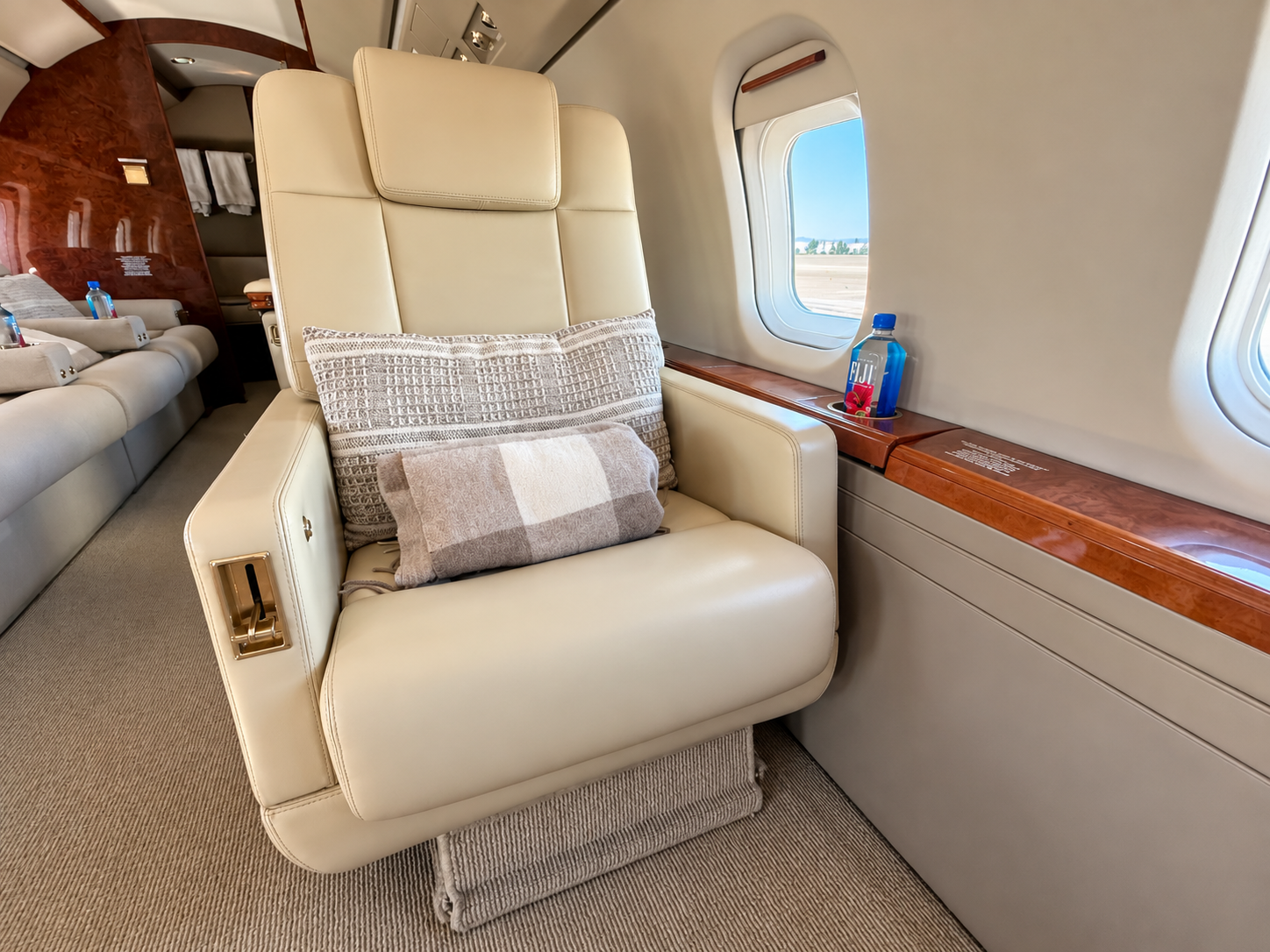 Challenger 604 leather seat treatment, interior detail in San diego CA