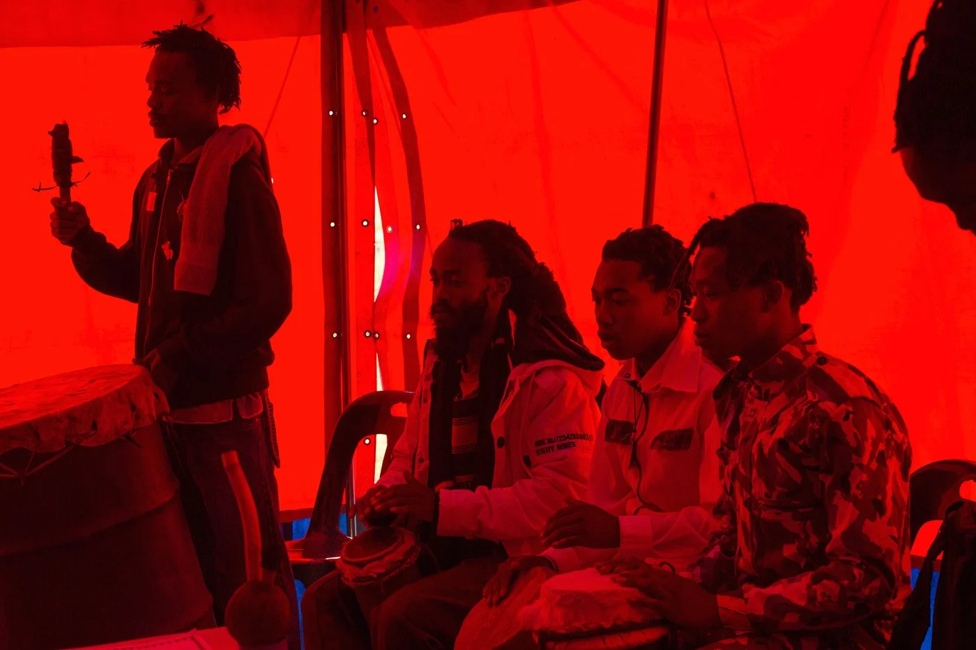 Inside the tent for the main Tabernacle service.