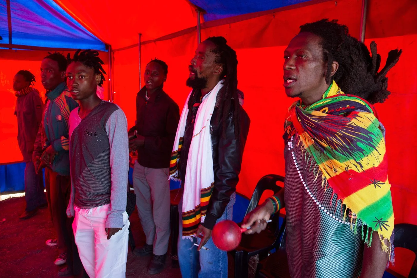 Inside the tent for the main Tabernacle service.
