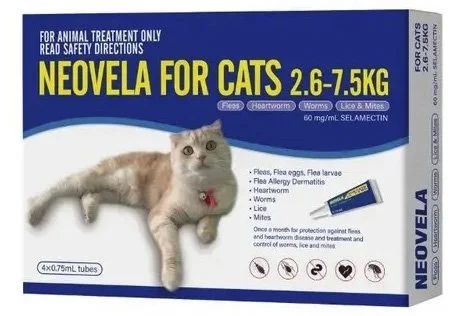 Neovela for Cats 2.6-7.5 kg - Broad Spectrum Parasite Protection