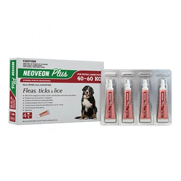 Neoveon Plus Flea and Tick Treatment for Extra Large Dogs 40-60kg 4 Pack