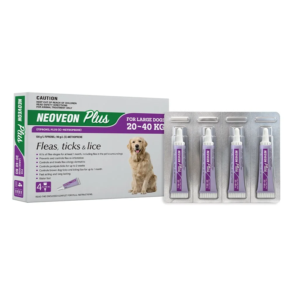 Neoveon Plus Flea, Tick & Lice Treatment for Large Dogs 20-40kg 4 Pack
