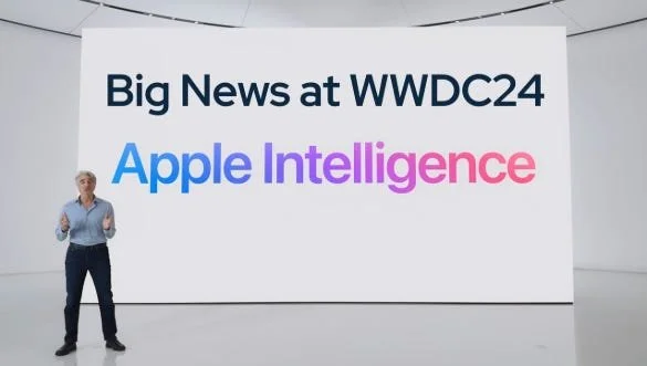 Apple Intelligence presentation slide.