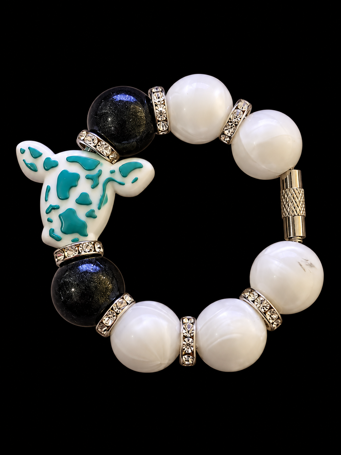 Teal Cow Charm Beaded Bracelet.png