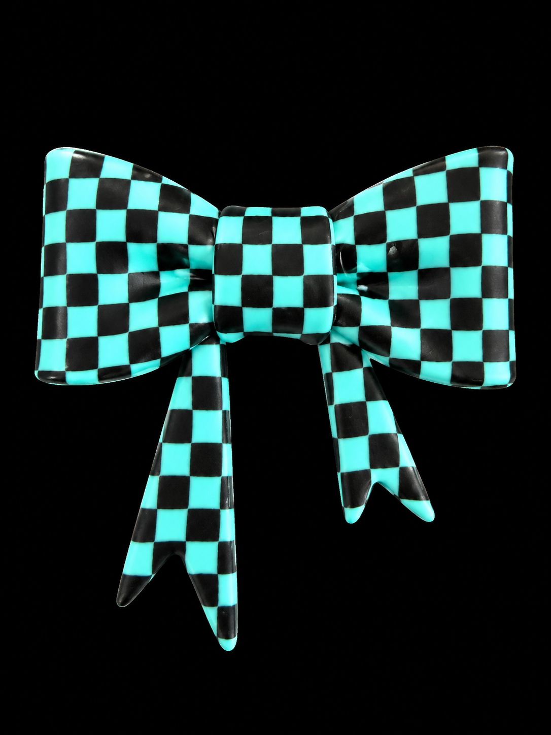 Turquoise and Black Checkerboard Bow.png