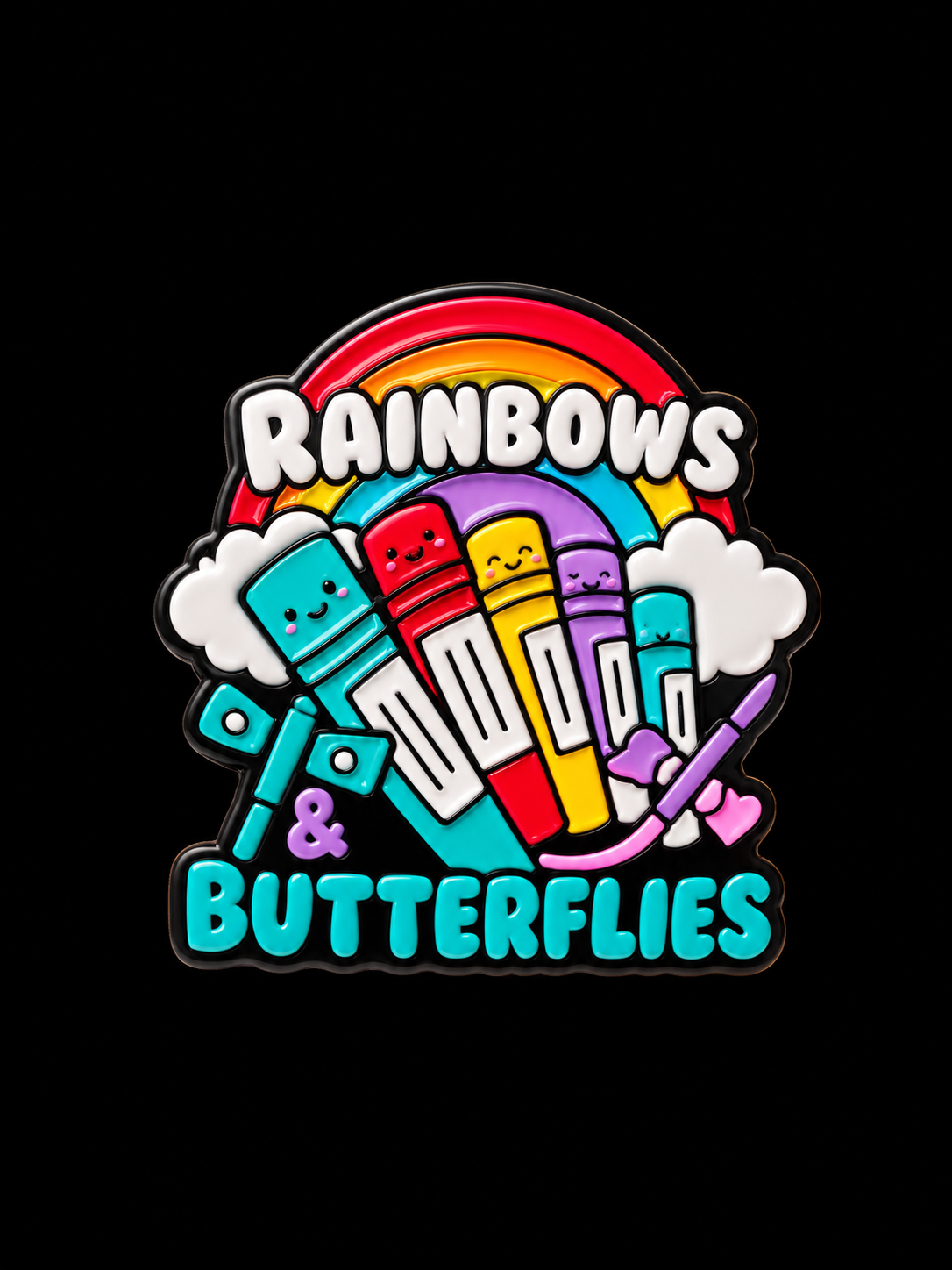 Rainbows, Markers & Butterflies Badge.png