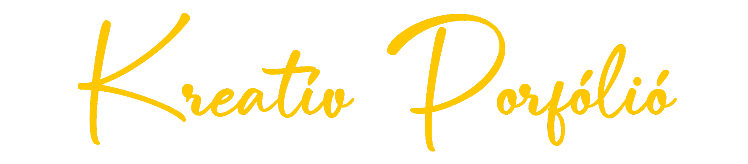 Handwritten style text reading 'Kreativ Porfólió' in yellow on a black background.