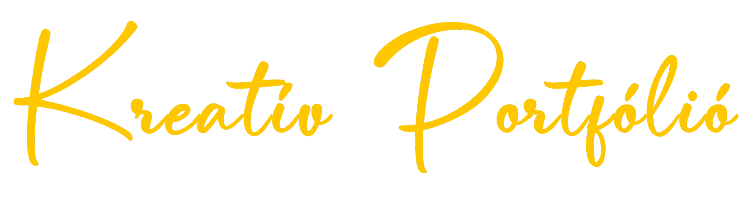 Text reading 'Kreatív Portfólió' in yellow cursive font on a black background.