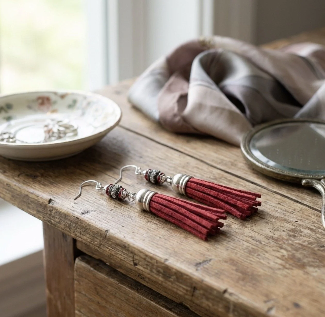 Pink Leather Tassel