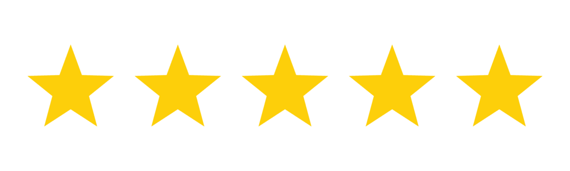 Five gold stars aligned horizontally.