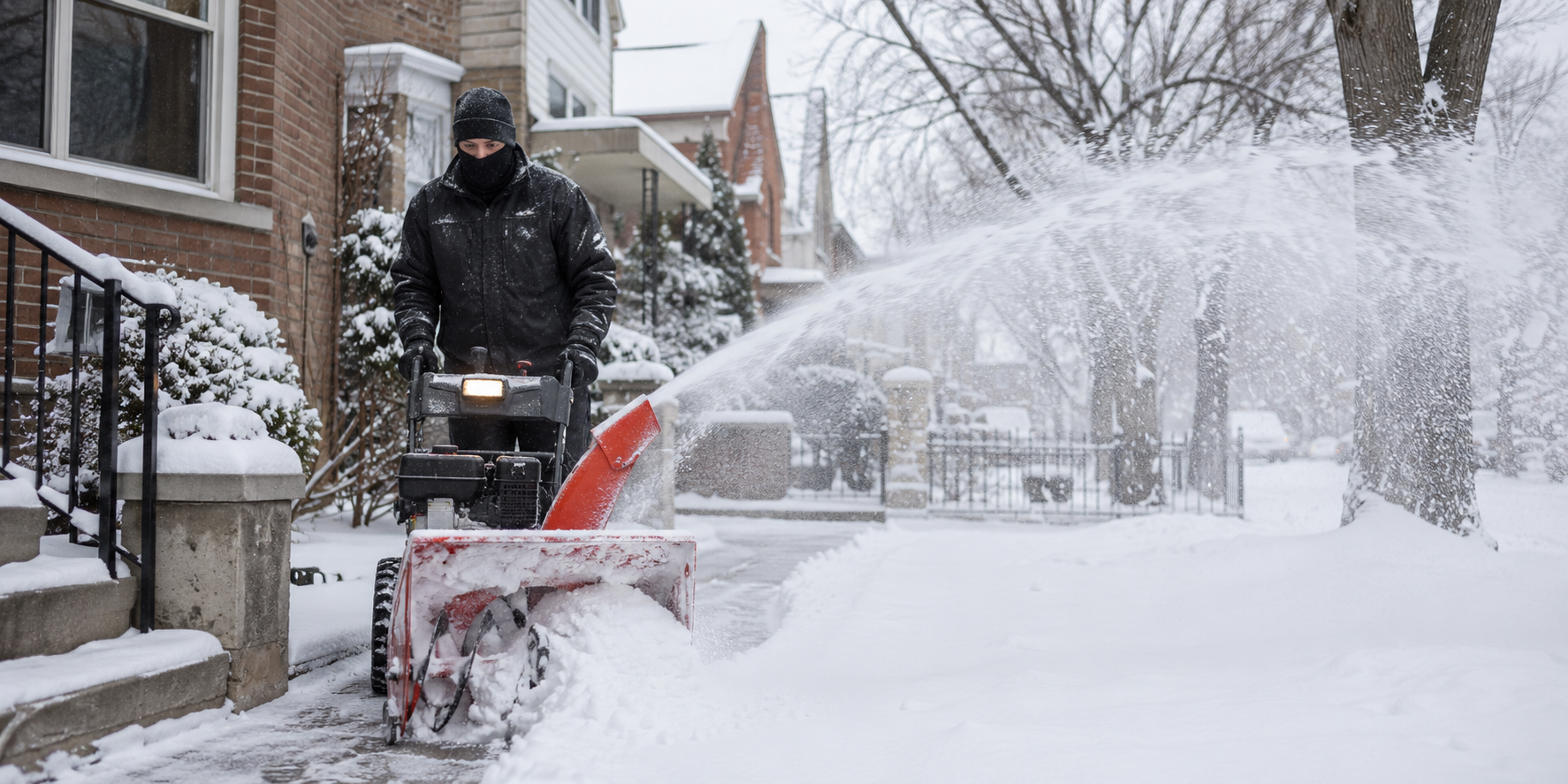 Residential snow removal for Chicago-area homes, including public sidewalks, front and rear porches, stairs, walkways, patios, driveways, gangways, and garage aprons throughout the winter season.