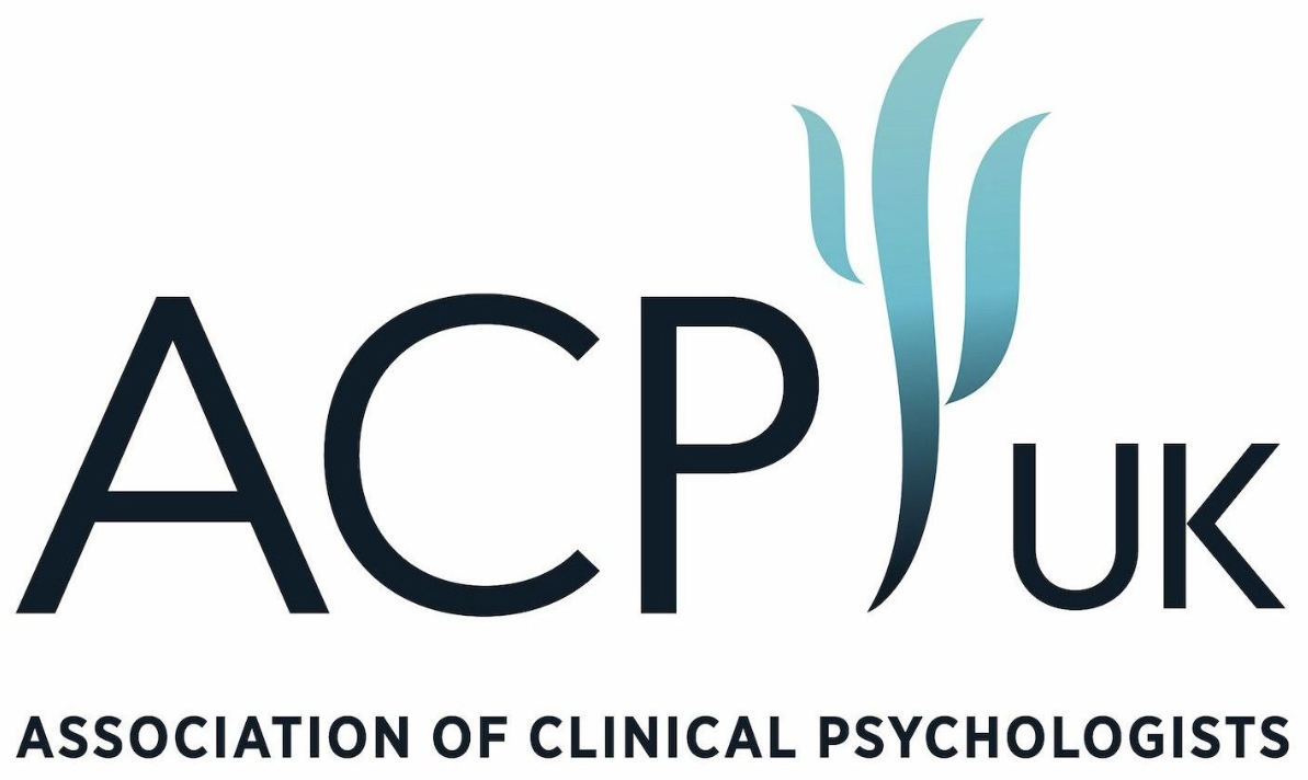 Logo of the Association of Clinical Psychologists UK featuring the acronym 'ACP UK' with a stylized blue leaf design and the full name underneath.