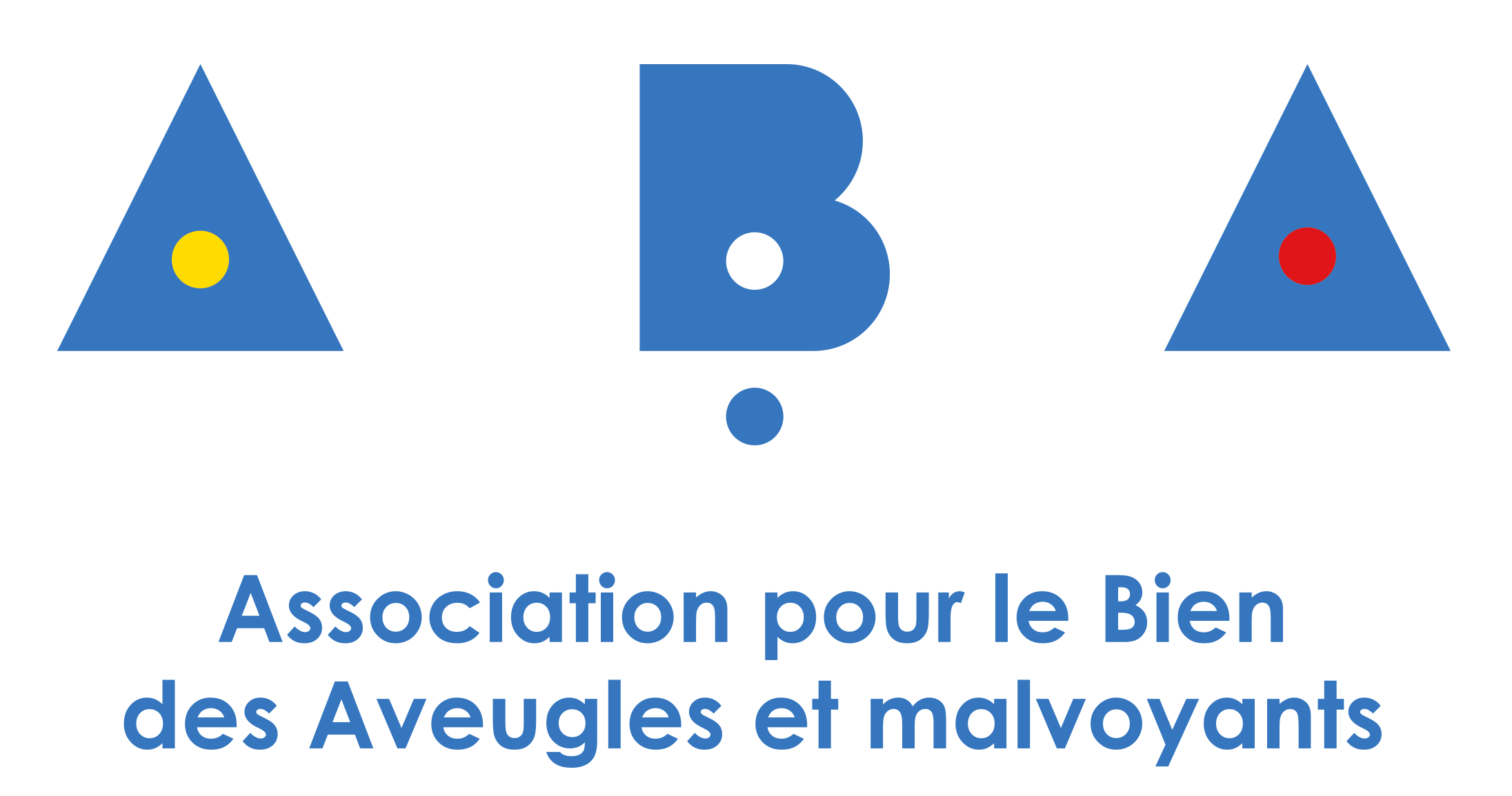 Logo de l'Association pour le Bien des Aveugles et malvoyants, avec des formes géométriques colorées et le nom de l'organisation en français.