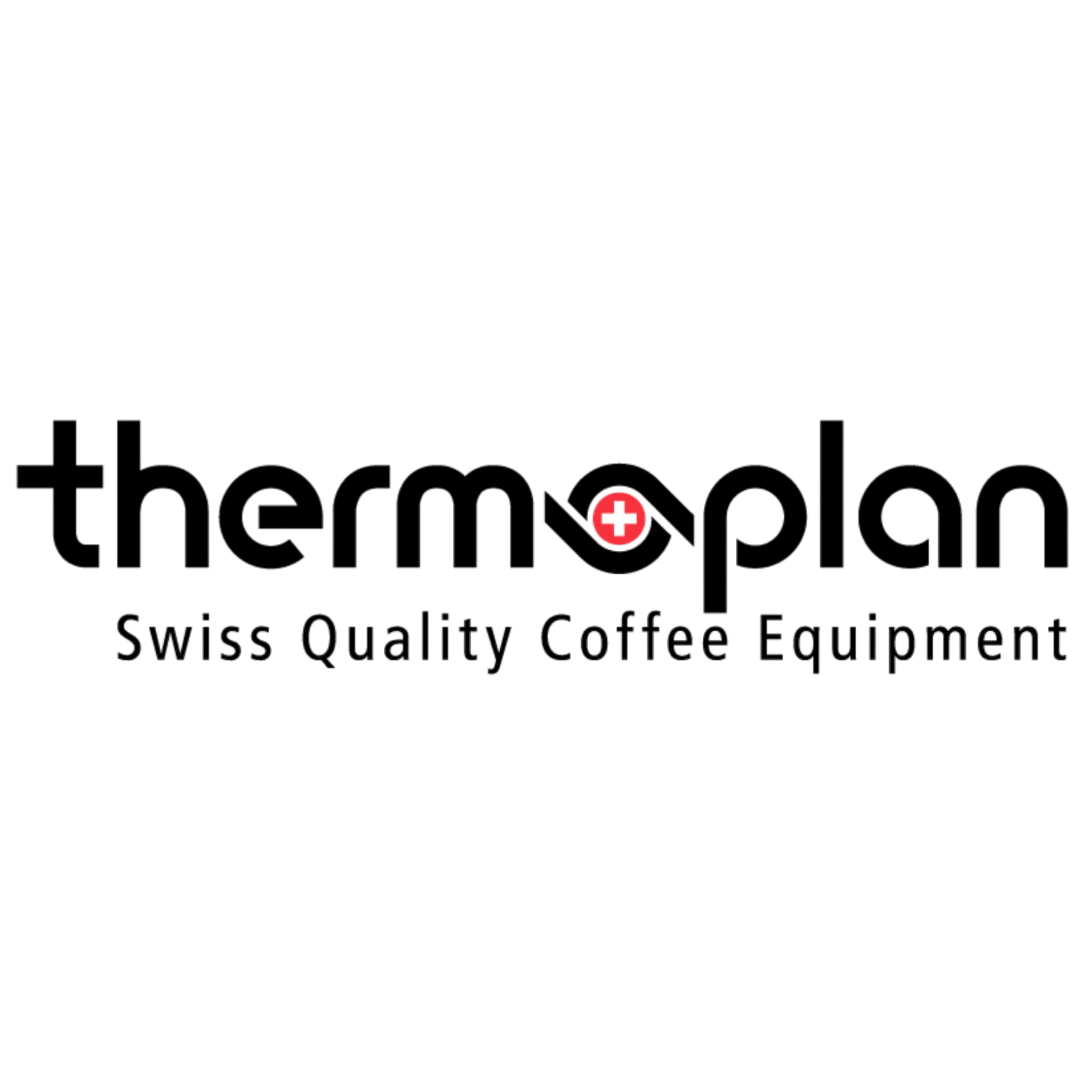 Das Logo des Swiss Quality Coffee Equipment mit dem Schriftzug in Schwarz und einem roten Symbol in der Mitte.