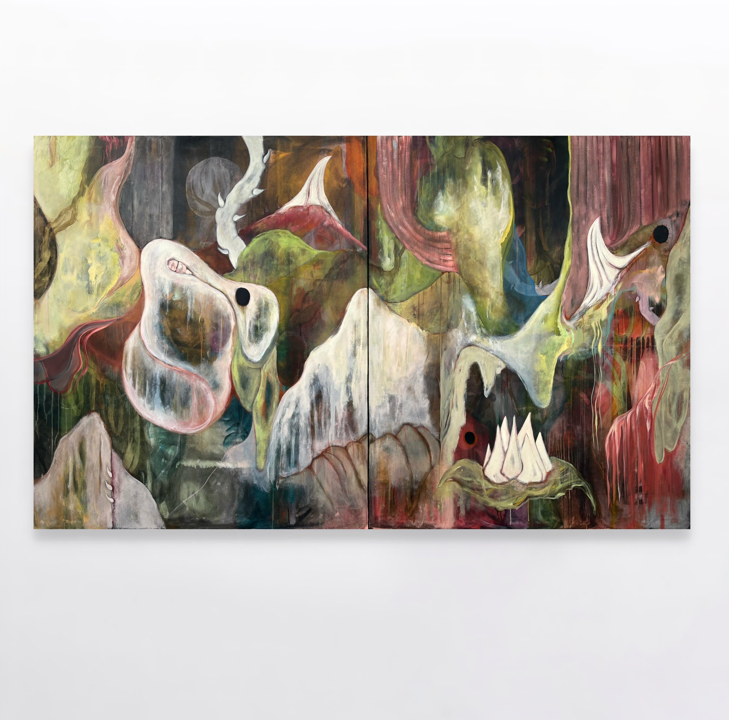 MERRY HELL (2025), Acrylic & Oil Stick on Canvas, 200 x 340 cm, £5000