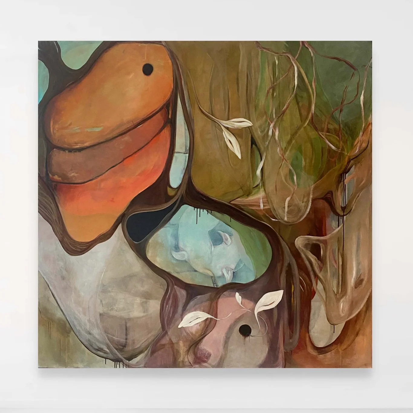 DIRTY TONGUES (2025), Acrylic & Oil stick on canvas, 170 x 170 cm, £4000