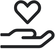 A hand beneath a heart symbol