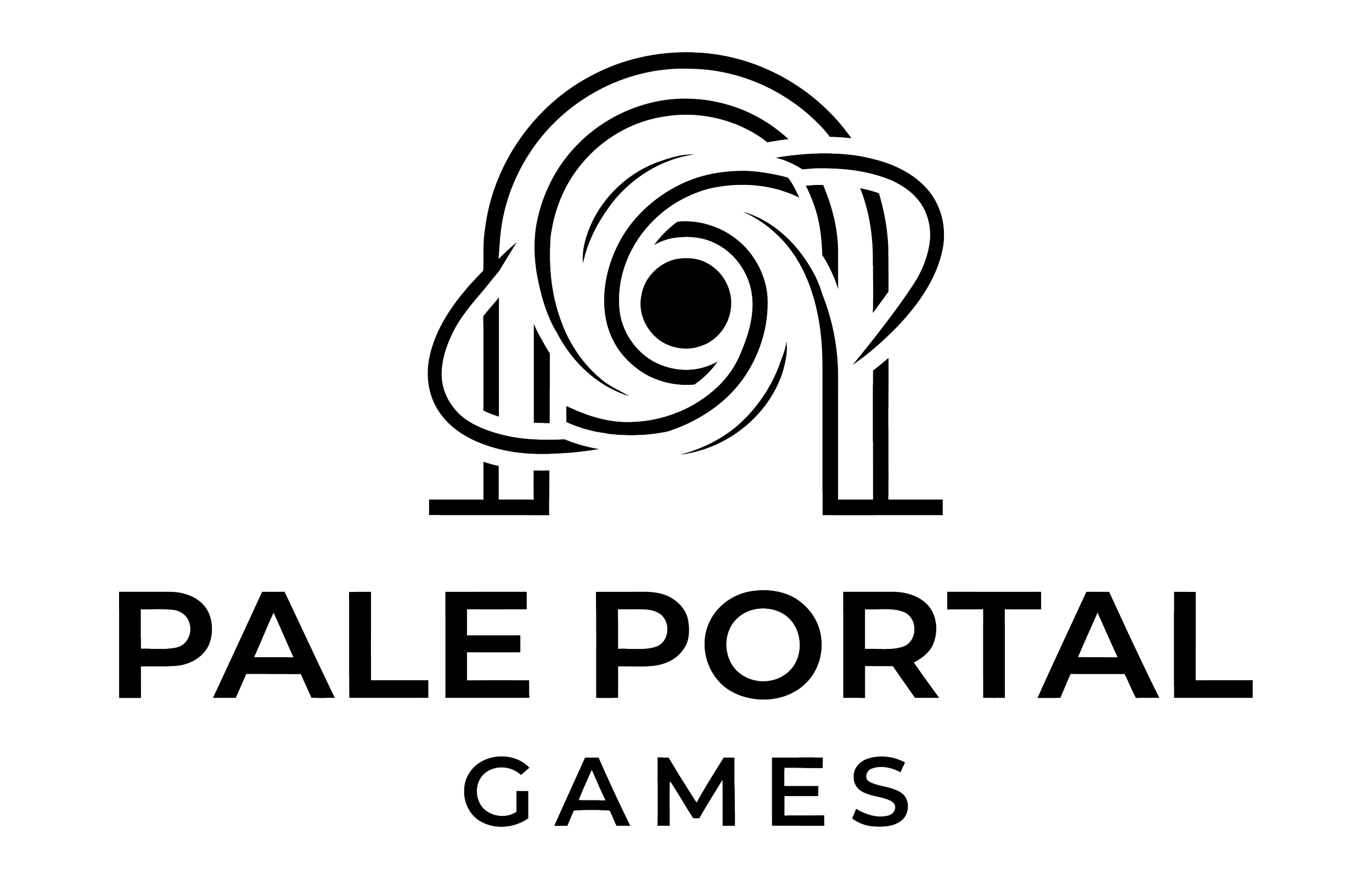 Outline logo of Pale Portal Games featuring a stylized portal, with the words 'PALE PORTAL GAMES' beneath.