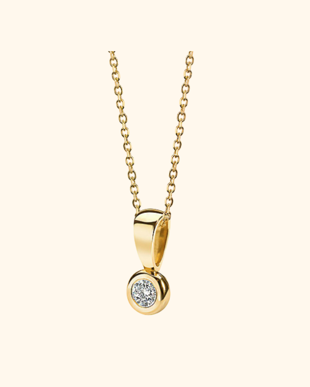 Goldener Halskettenanhänger mit einem einzelnen Diamanten
