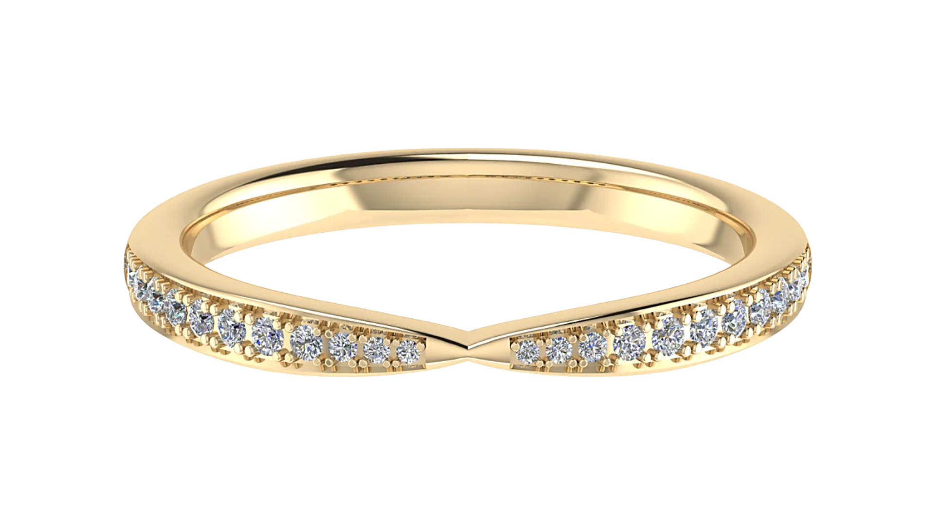 Goldener Ring mit kleinen Diamanten entlang des Bands