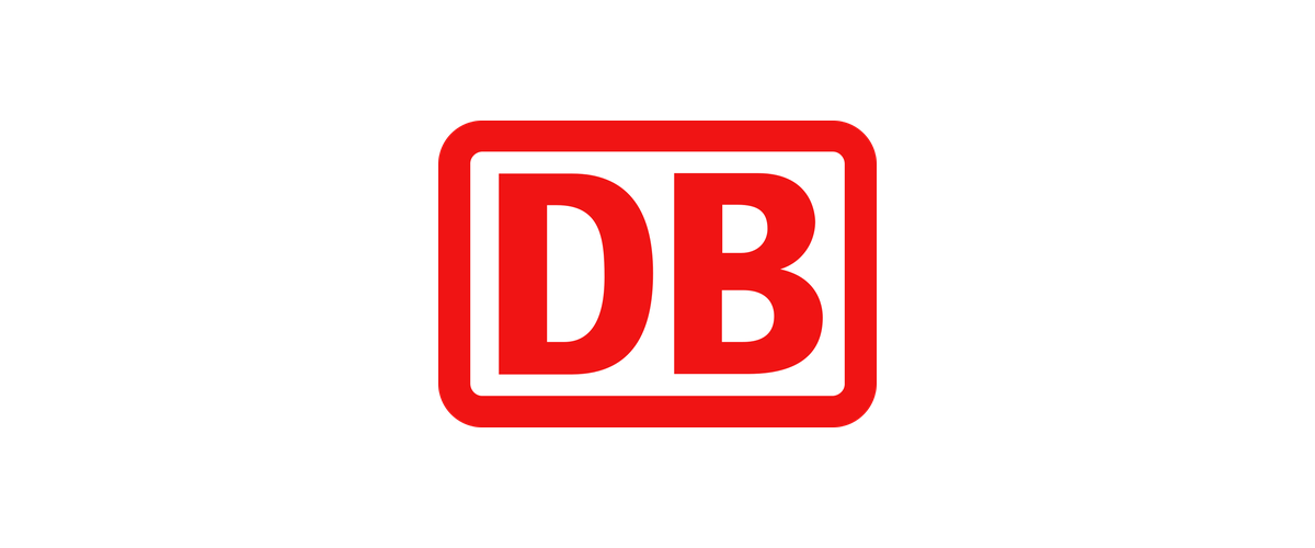 Das Logo der Deutschen Bahn, roter Hintergrund mit weißen Buchstaben 'DB'.